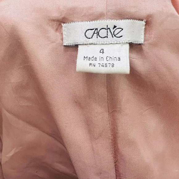 Vintage Cache Light Pink Small Cropped Leather Jacket Blazer - Picture 15 of 16